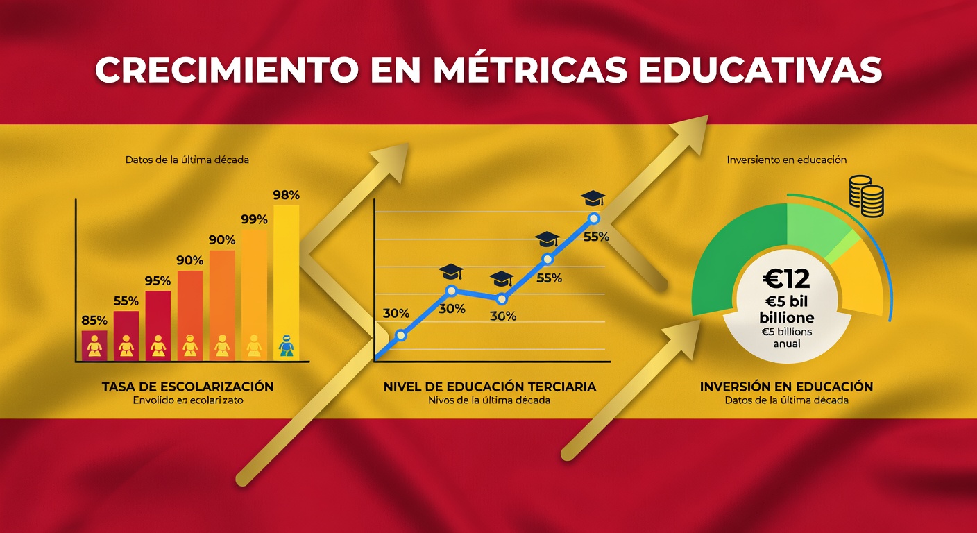 Infografía de crecimiento educativo en España