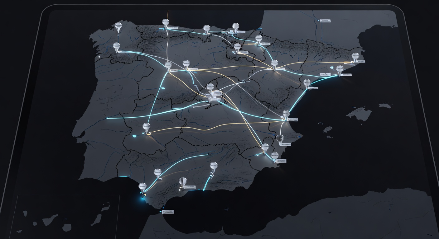 Mapa de España con pins educativos