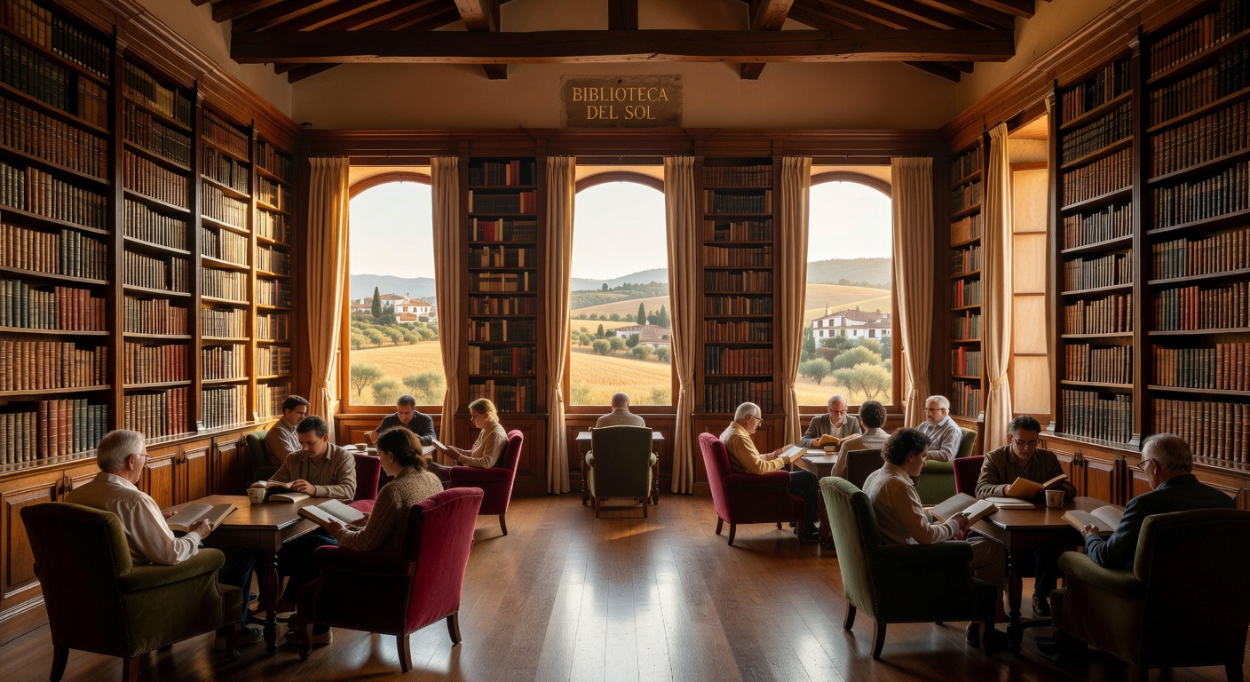 Biblioteca serena en el campo español