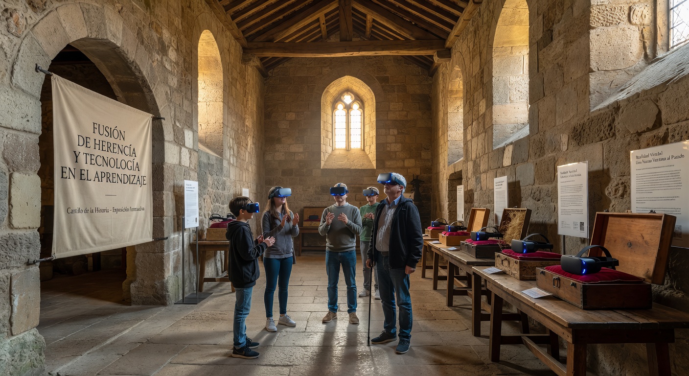 Castillo español con visores de realidad virtual
